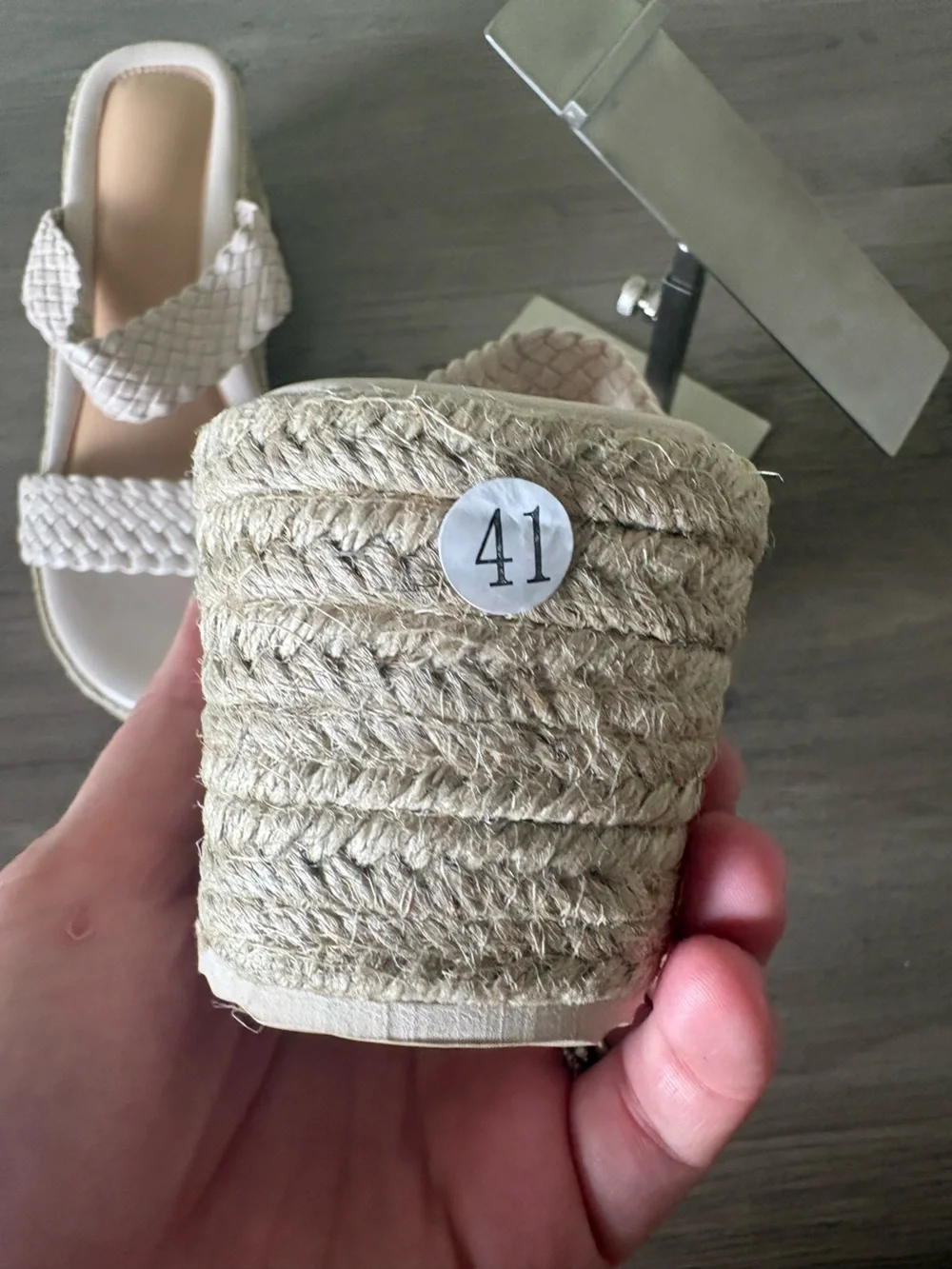 NWOT White Braided Espadrille Wedge Slide Sandals US 10